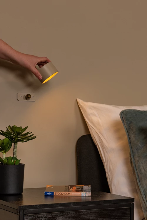 Lucide JOLAN - Rechargeable Desk lamp/Clamp lamp/Wall lamp - Battery pack - LED Dim to warm - 1x3,5W 2700K/5700K - Taupe - atmosphere 3